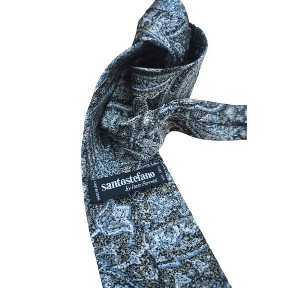 SANTOSTEFANO BY ITALO FERRETTI Green Paisley Silk Tie ITALY 58”/ 3.1” EX COND